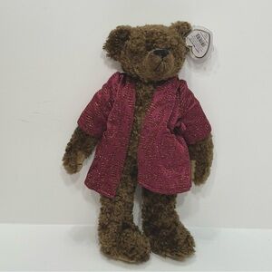 Vintage TY Attic Treasures Tyrone Bear with Burgundy Jacket